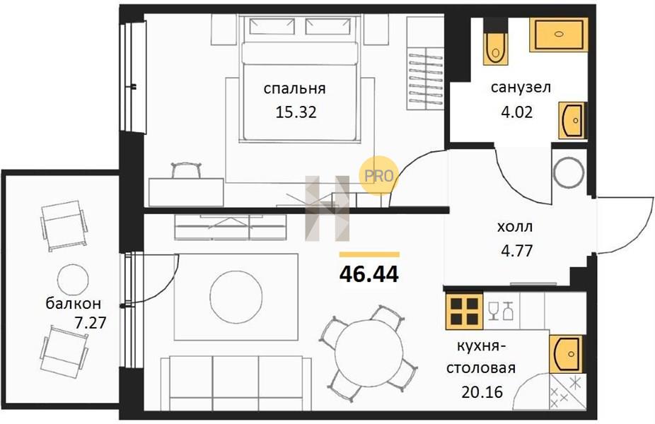 Планировка 1-комн.