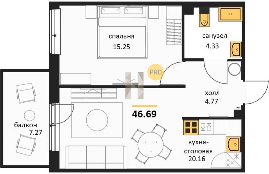 Планировка 1-комн.
